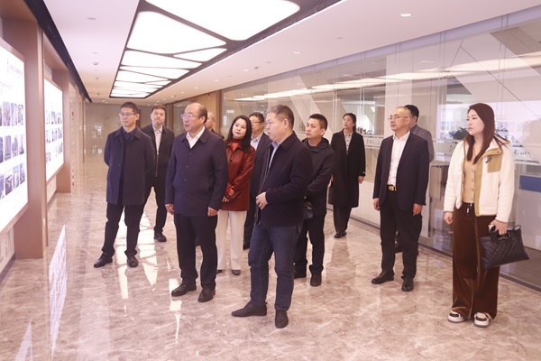 集团公司董事长祝建明陪同孙秘书长一行参观完美网页版长廊.jpg